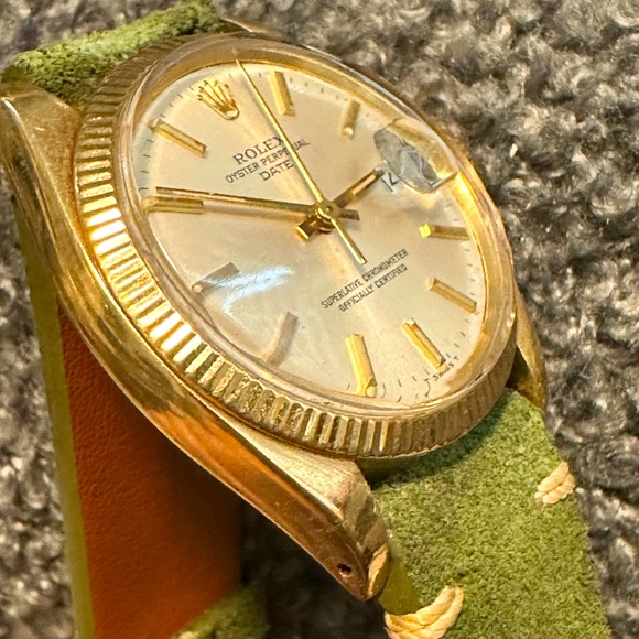 Rolex Oyster Perpetual Date 1503 Men Solid 14K Yellow Gold Watch White Dial. - Picture 3 of 15